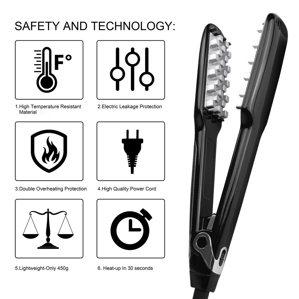 Auto Off 50W Titanium Flat Iron Hair Straightener Brush