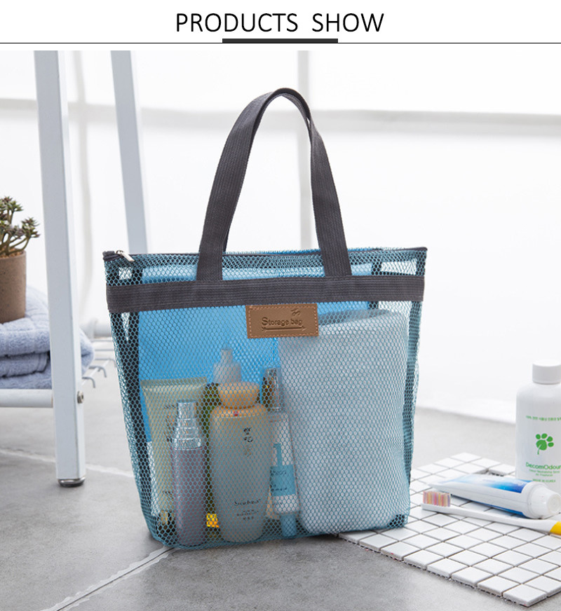 Large Capacity Zipper Close Ladies Mesh Travel Wash Bag