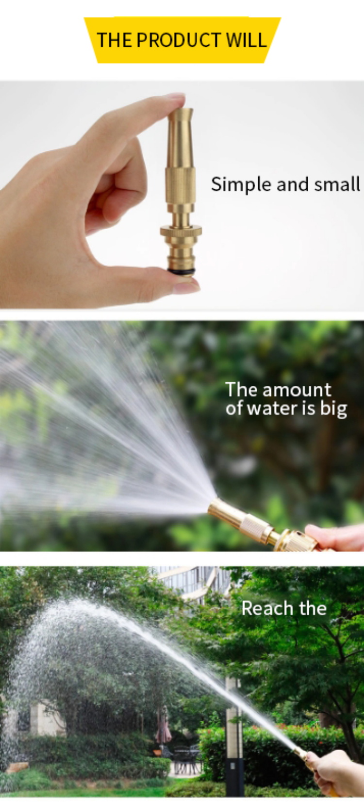 4" rotation Water Spray Gun For Garden With Full Brass Nozzle