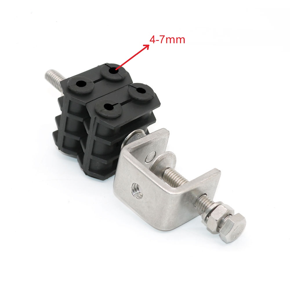 Telecom Cable Installation Galvanized 6mm Fiber Cable Clamp with Six Way Double Holes