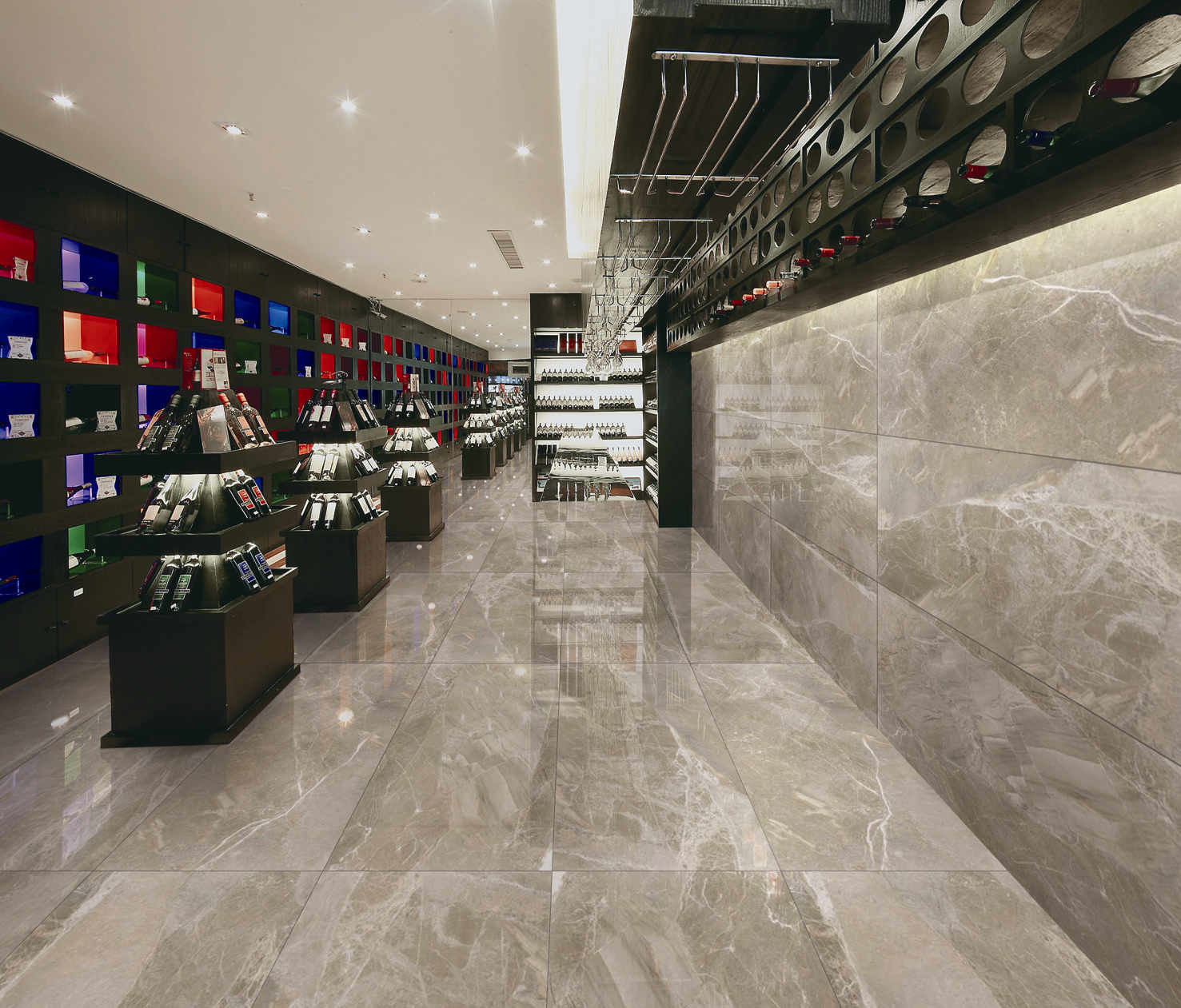 Brown Color Marble Look Bathroom Floor Tiles Chemical Resistant