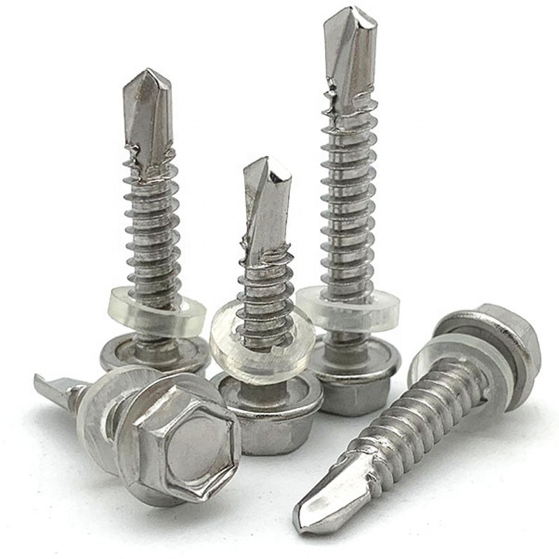 Hex Head Self Drilling Screws With Rubber Washer Metal Stainless Steel Tek Screws For Roof Galvanised