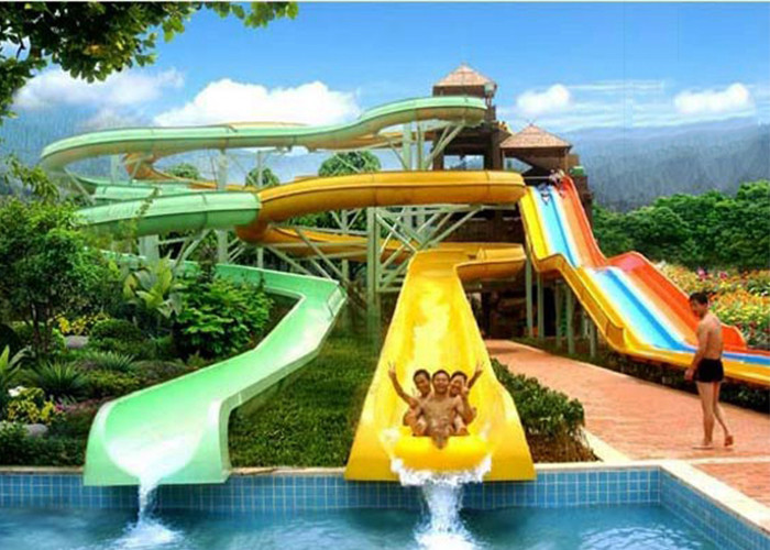 2 Person Outdoor Swimming Pool Slides For Family Resort / Adventure Park Water Slide