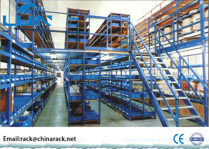 Orange , blue metal Rack Supported Mezzanine System Powder Coated Finish