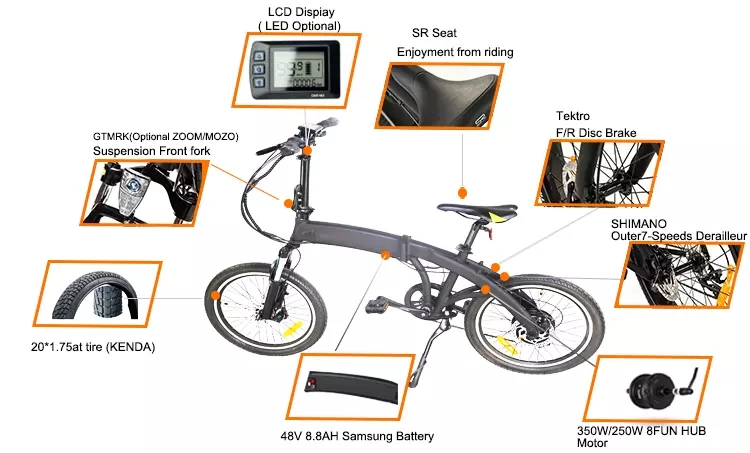 China supplier durable electric foldable bicycle 20" fat tire folding electric bicycle