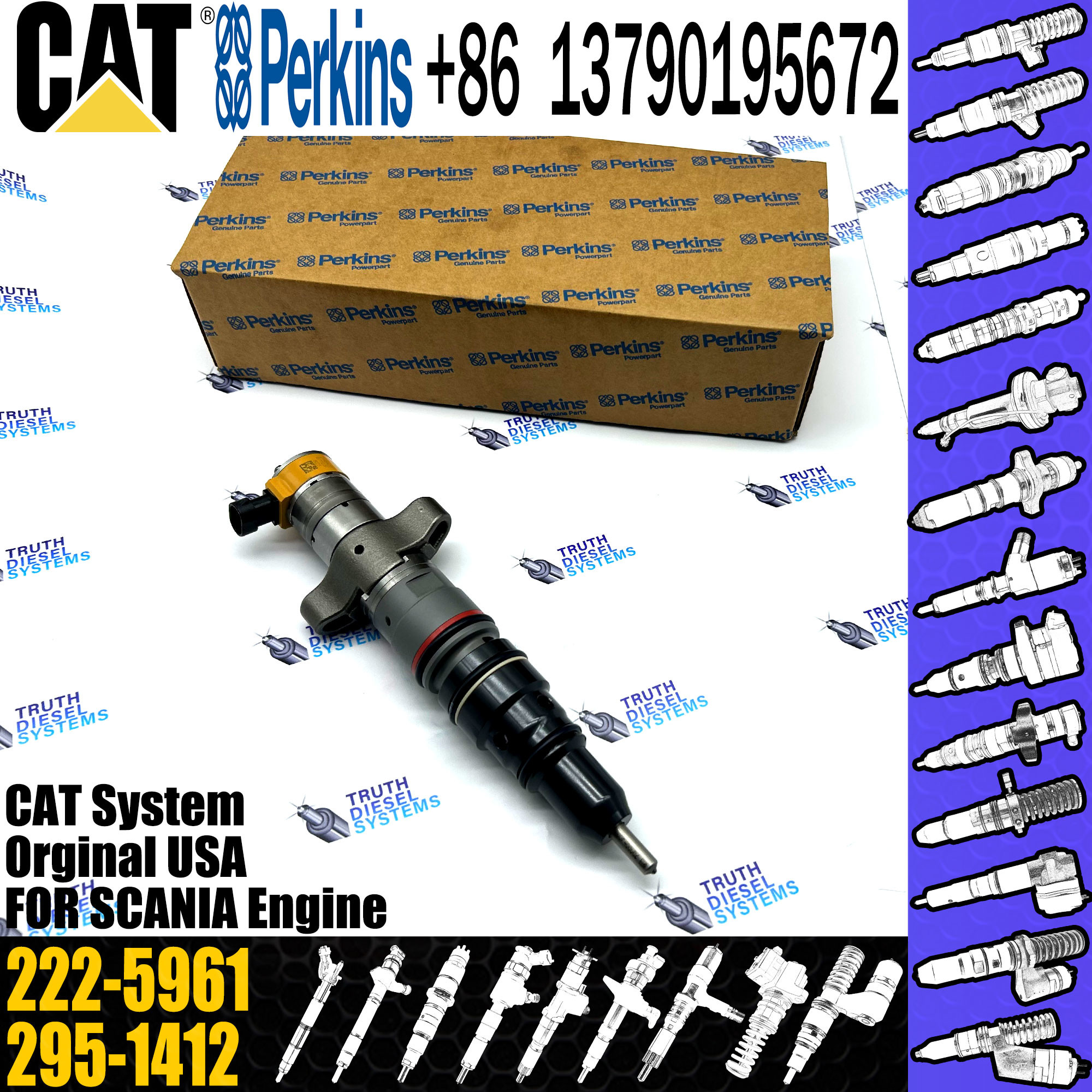 Fuel Injectors 330D 336D 222-5961 222-5959 241-3238 241-3239 268-1835 2225961 For Caterpillar C7 C9 Engine