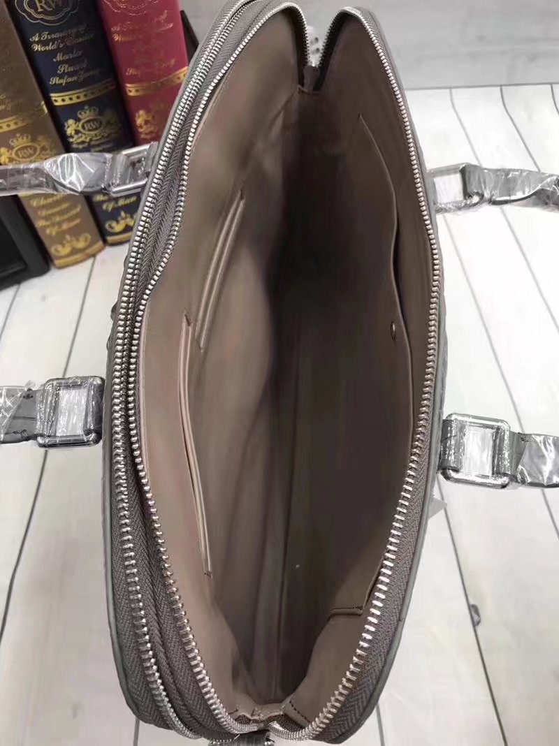Genuine Crocodile Skin Men's Gray Laptop Briefcase Handbag Authentic Real Alligator Leather Businessmen Working Totes