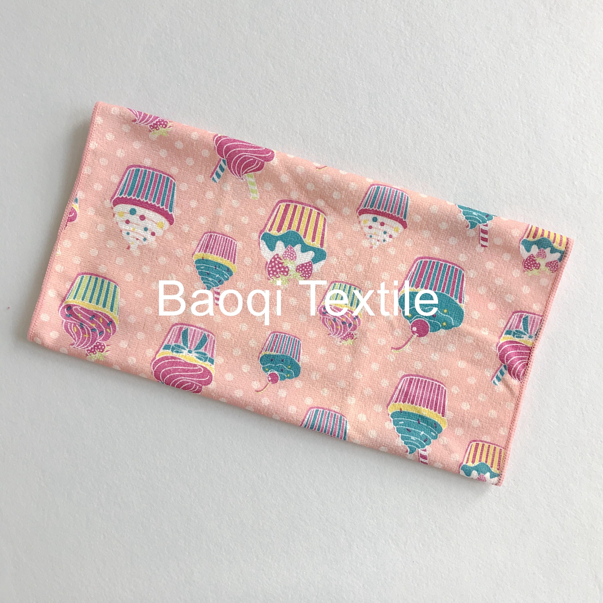 Chinese single side printed 100% poly kitchen wipes，,microfiber cake towels kitchen cleaning rags size 40cm*60cm