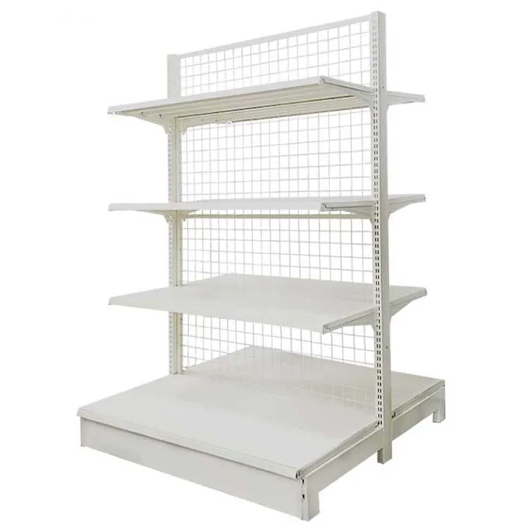 Factory Custom Size Color mesh gondola rack supermarket grid gondola display shelving for retail store