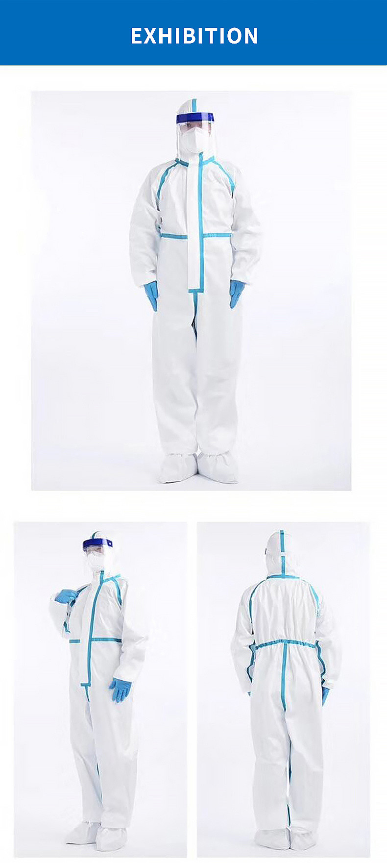 EN1186 SMS PP Painters Disposable Protective Jumpsuit Disposable Isolation Coveralls