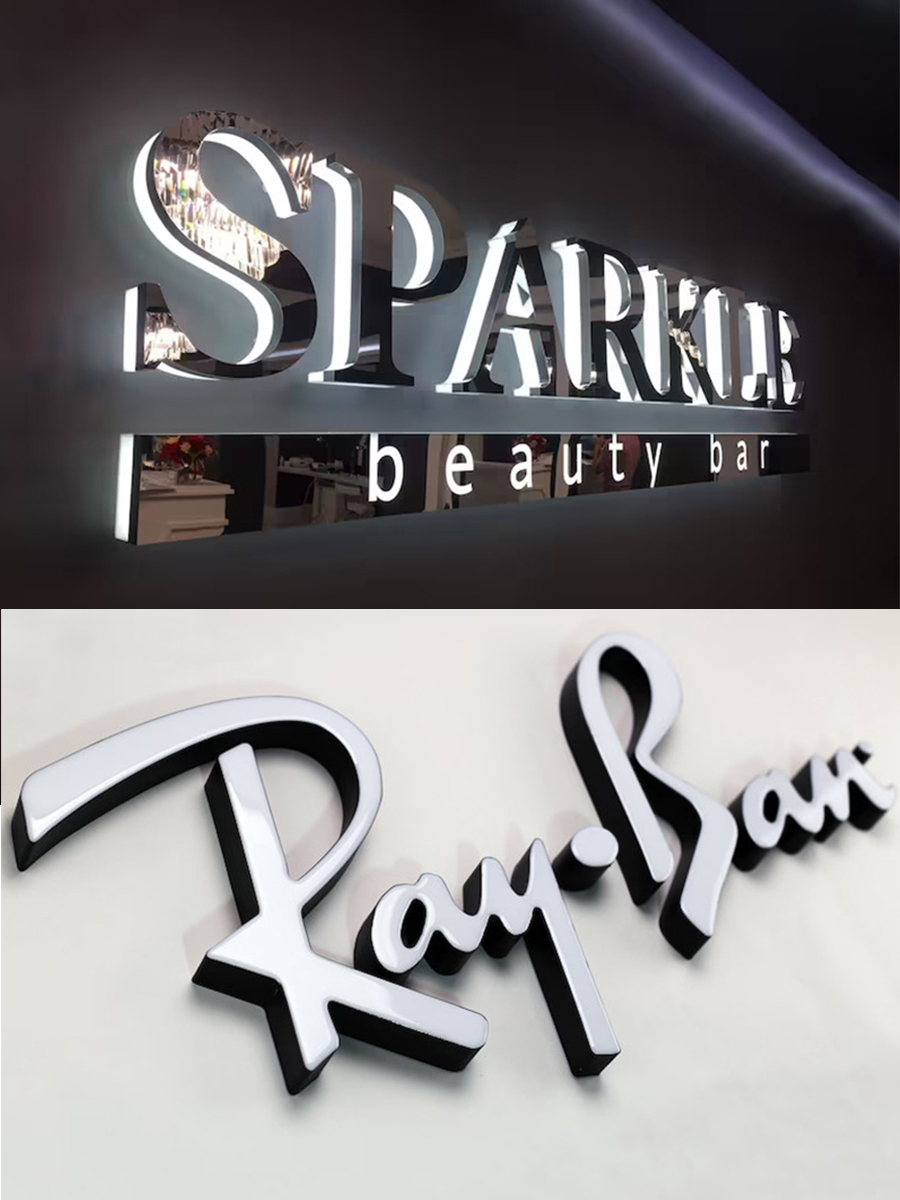 Customized Vintage Metal Backlit Signage Letters LED 3D Illuminated Signs for Advertisin