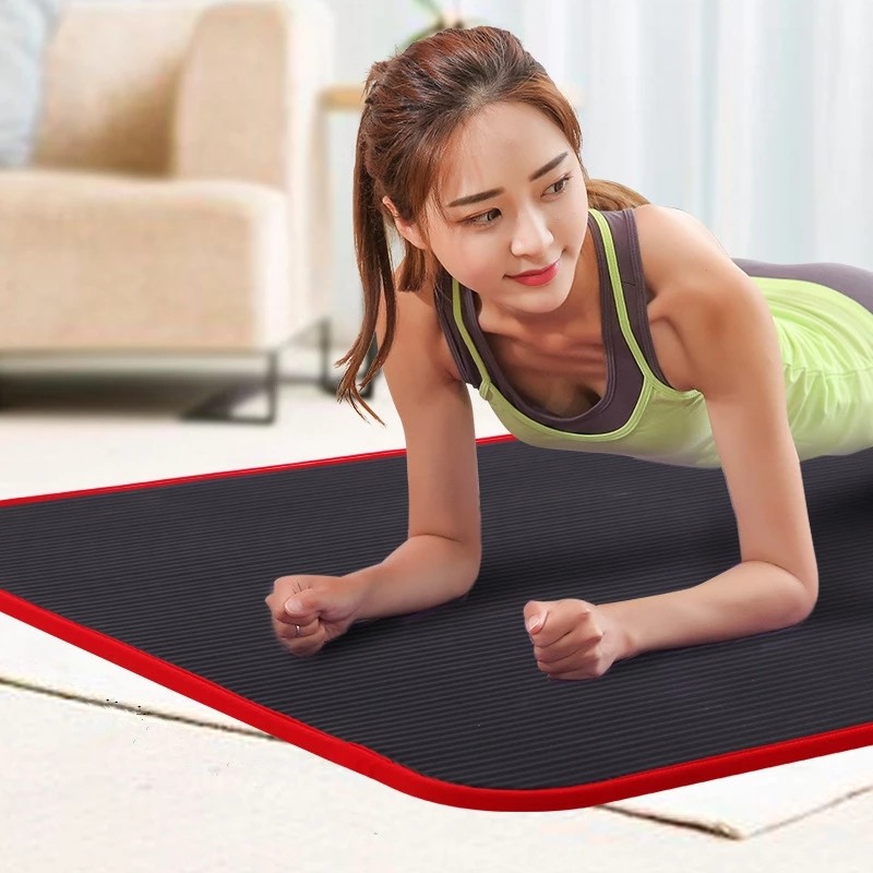 Tasteless Non Slip 10MM Thicker 183cmX61cm Nbr Exercise Mats For Fitness Pilates Workout