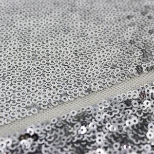 Customized Pattern Silver Sequin Tulle Fabric for Dress