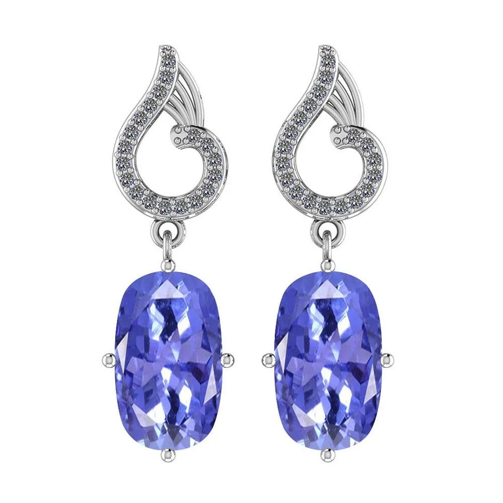 1.57 Ctw I2/I3 Natural Tanzanite And 14K Rose Gold Earrings