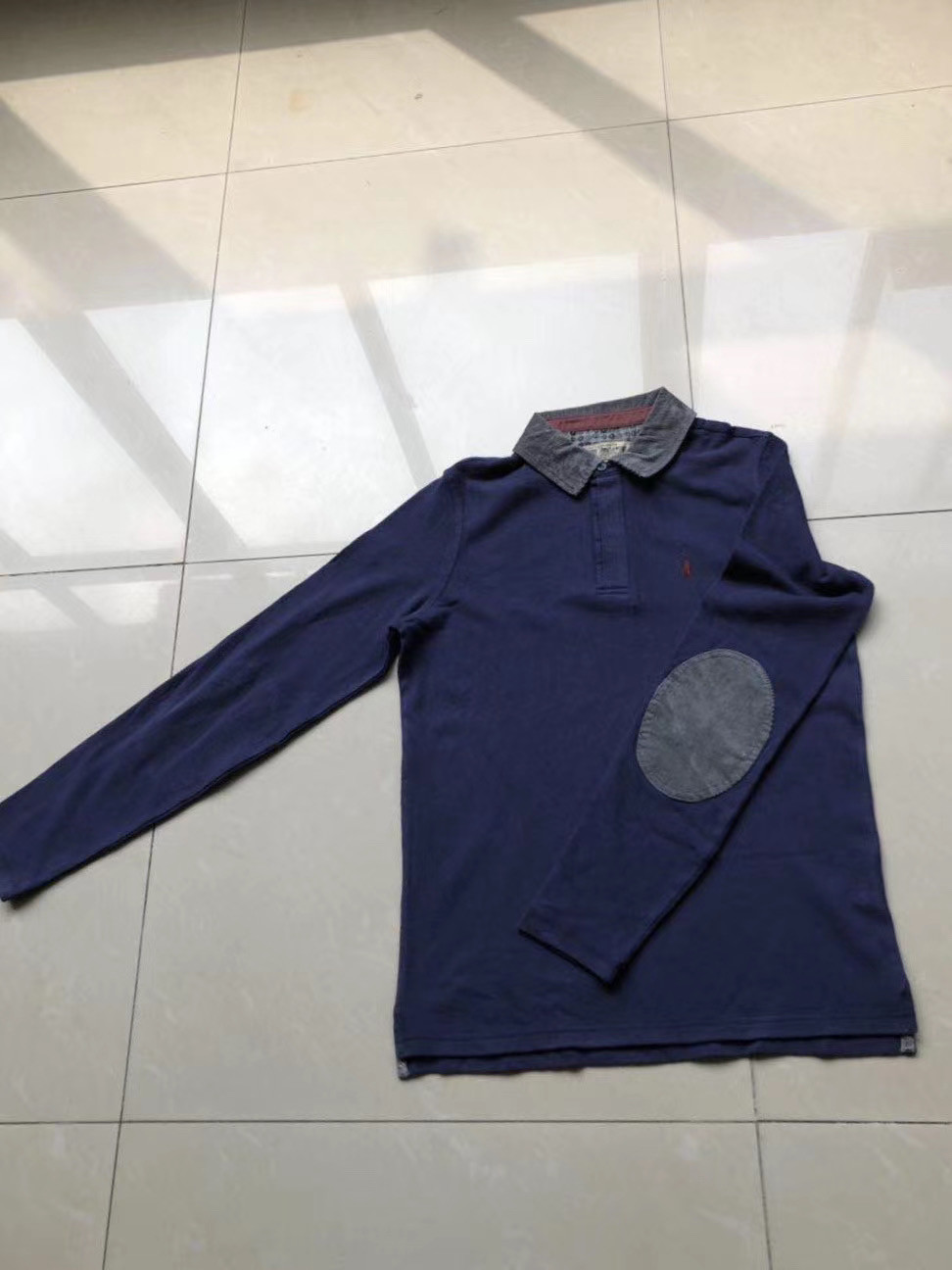 100% Cotton Men's Long Sleeves Polo Shirt Burgundy Navy Color Split On Bottom
