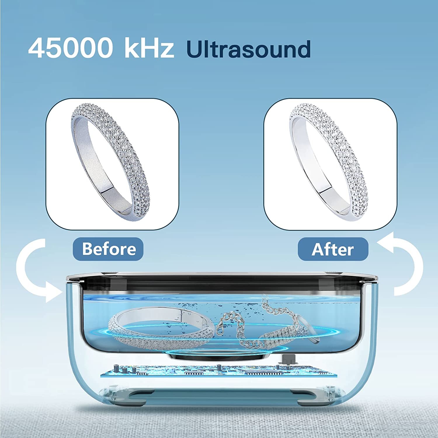 450ML Ultrasonic Cleaner Machine For Jewelry Ring Silver Retainer Watches