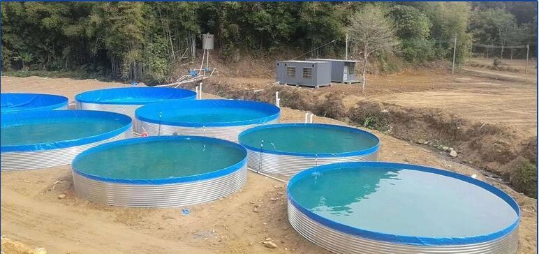Galvanized Sheet Aquariums Tarpaulin Fish Breeding Tank 30M Diameter Large
