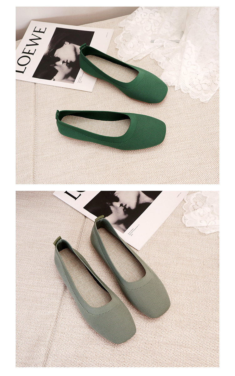 Knitted Round Head Flat Bottomed Daily All Match Women'S Loafers Lady Flats Shoes