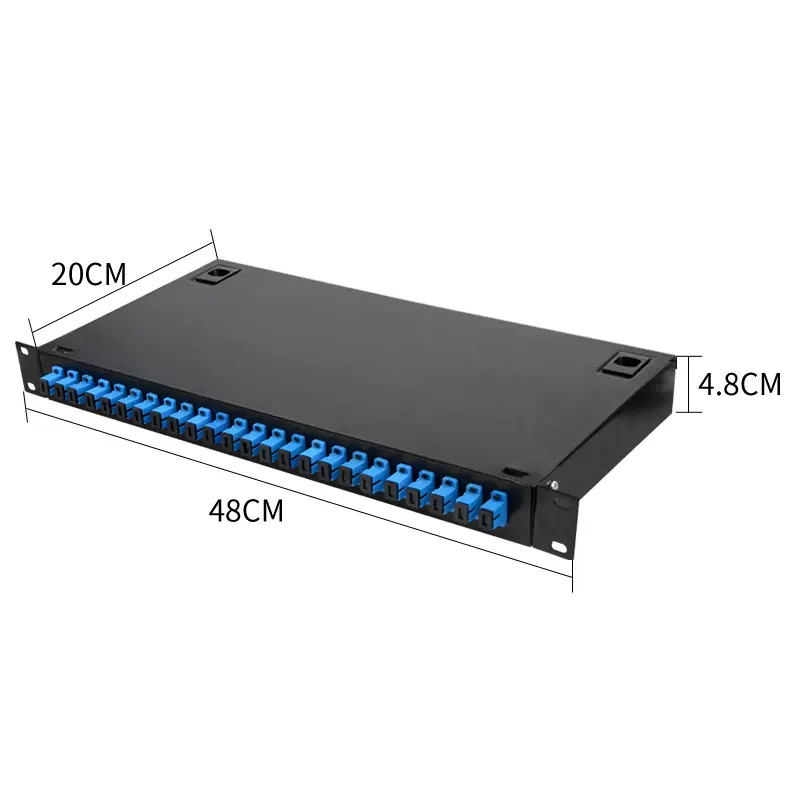 24 Port 1U Rack Mount Fiber Optic Patch Panel With SC/UPC Adapter