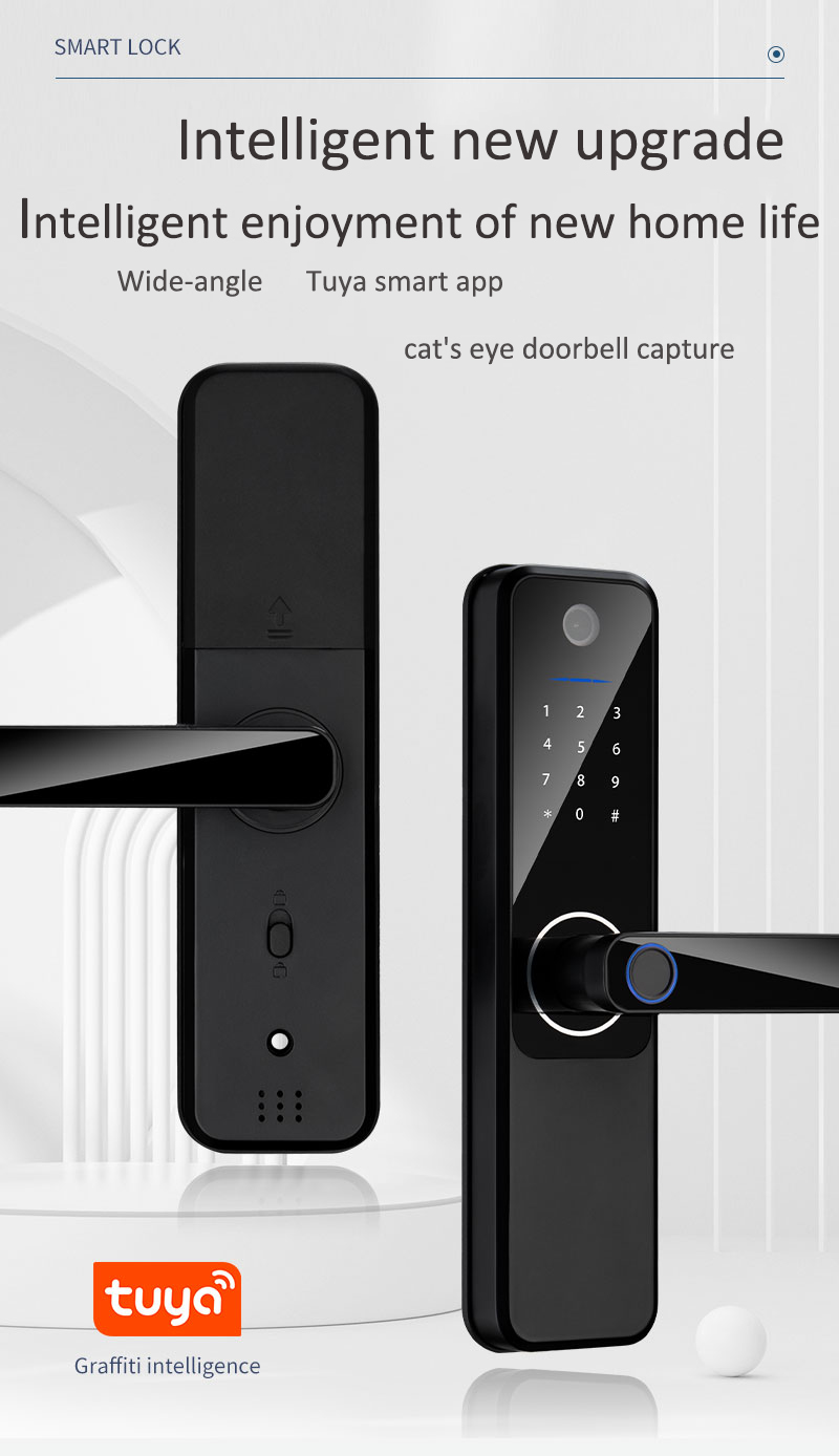 9 Languages Auto Door Lock Aluminum Alloy Remote Door Lock With Camera