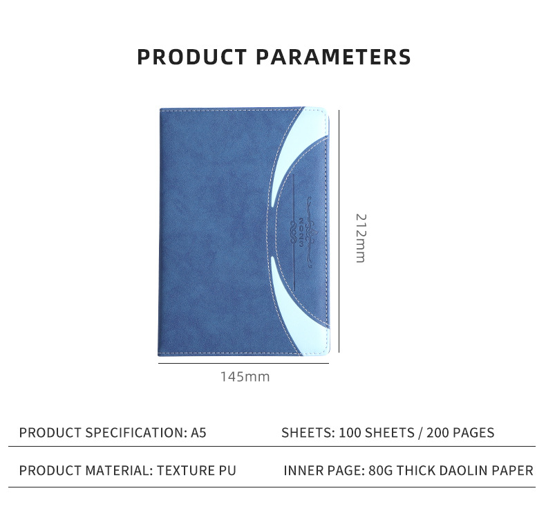 100 Sheets Inner Pages A5 Diary Leather Journal Hardcover Planner Printed Notebook
