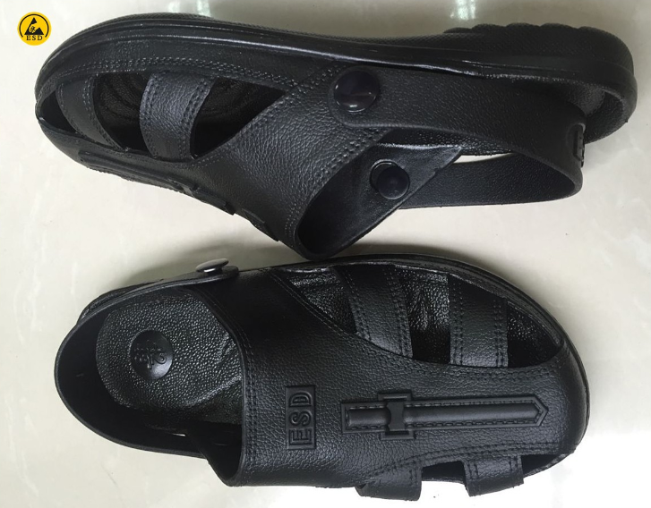 Static Dissipative Shoes Safe Sandal Toe Protected Blue Black White SPU Upper