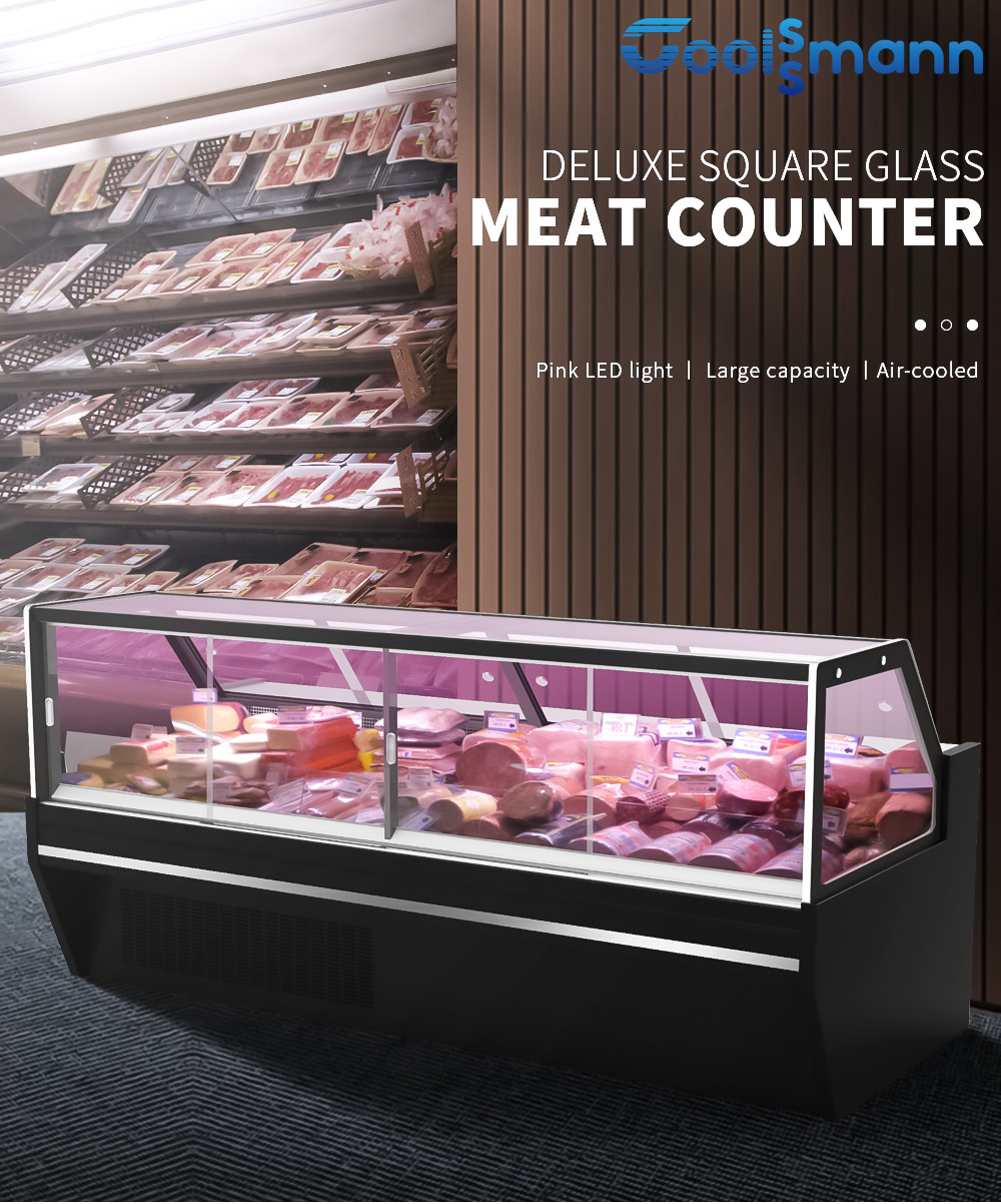 There Are Four -2 ℃ Refrigeration Cabinet Bottom Of The Square Glass Service Deli Chiller