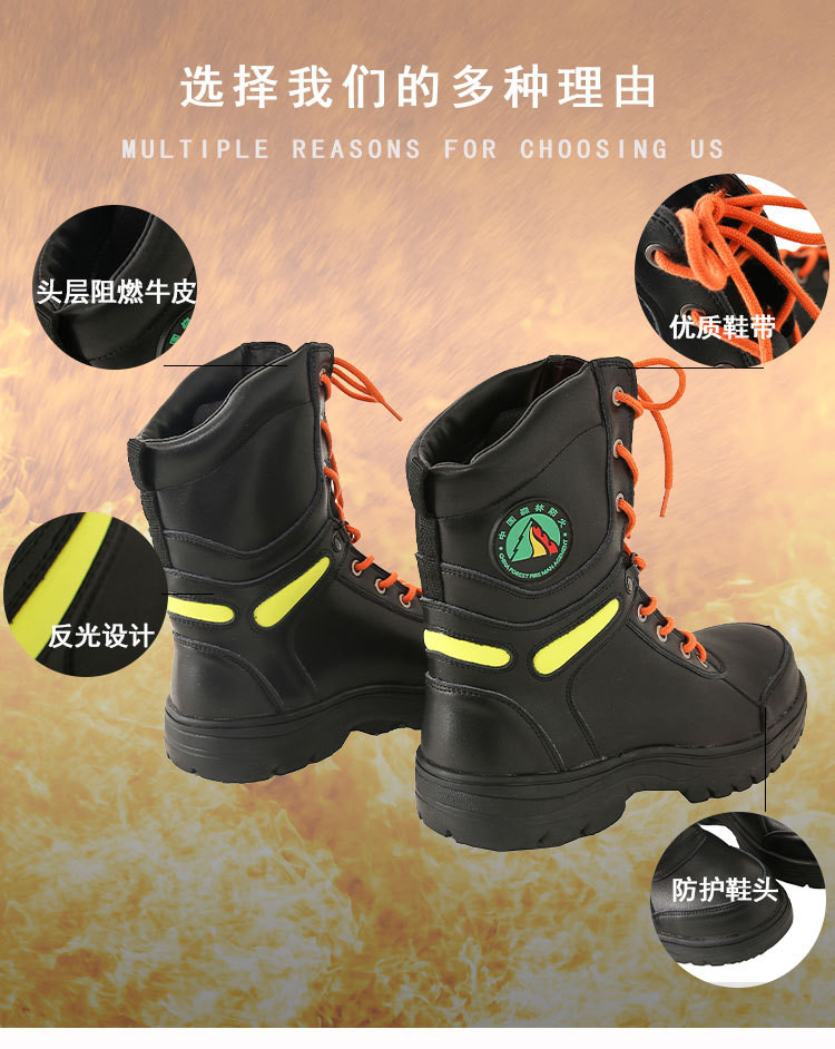 Rubber Sole Safety Boots In Black Genuine Leather For Security Work Protection