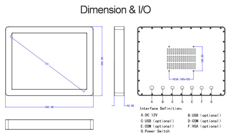 Hmi Vesa Industrial Panel Mount Pc , Ip69k Touch Touch Panel Computer
