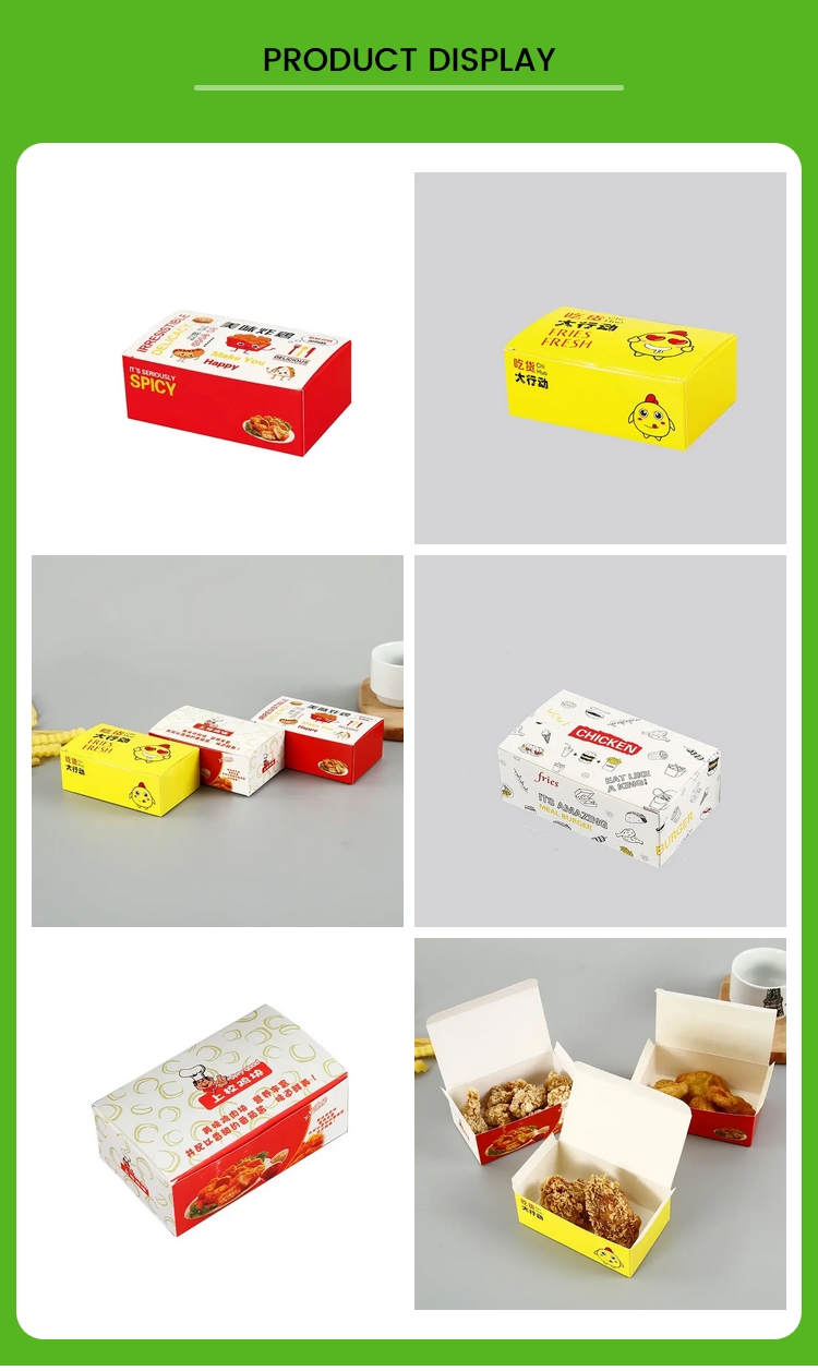Disposable Rigid Fried Chicken Boxes Kraft Sandwich Box For Take Away Food Packaging