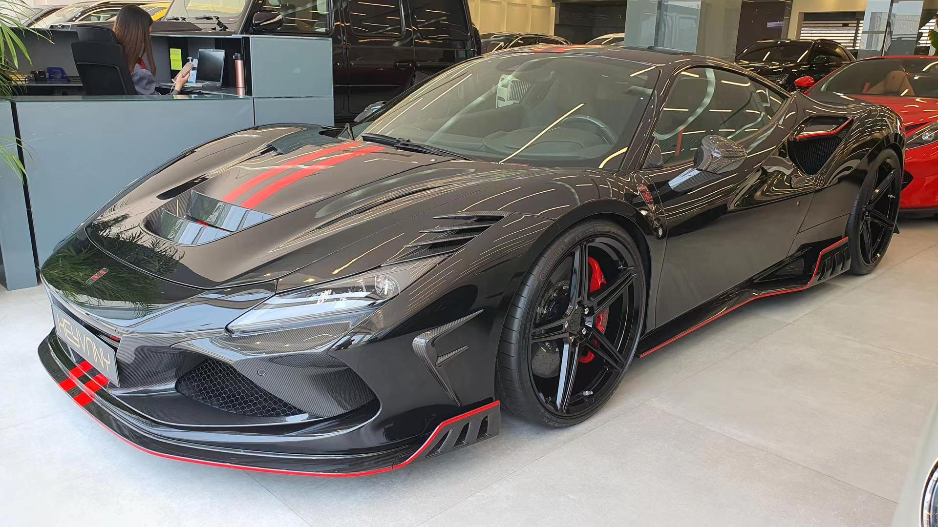 For Ferrari F8 Carbon Fiber Body Kit F8 Upgraded KEYVANY Style Front Shovel Diffuser Spoiler Body Kit