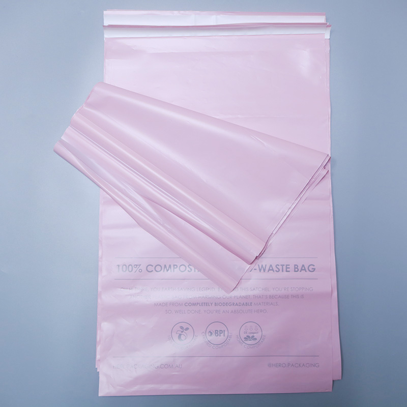 En13432 Certified Custom Printed Red Mailing Bags Compostible Plastic