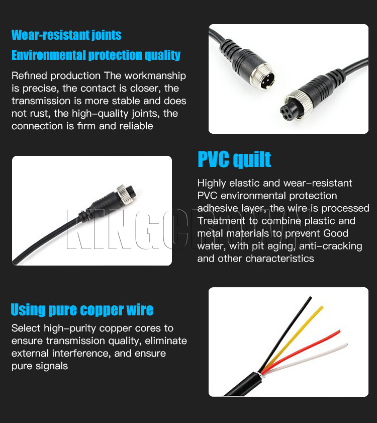 PU Backup Reversing Camera Extension Cable Monitoring Spring Line 8 Meters