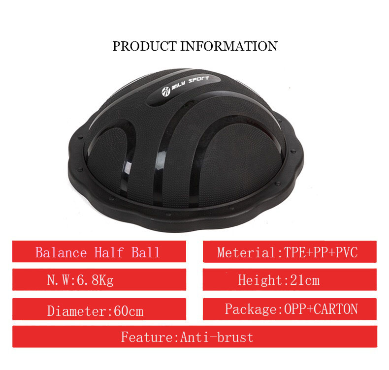 60cm PVC ABS Half Ball Exercise Balance Training Equipments Trainer Exercise Ball Pump