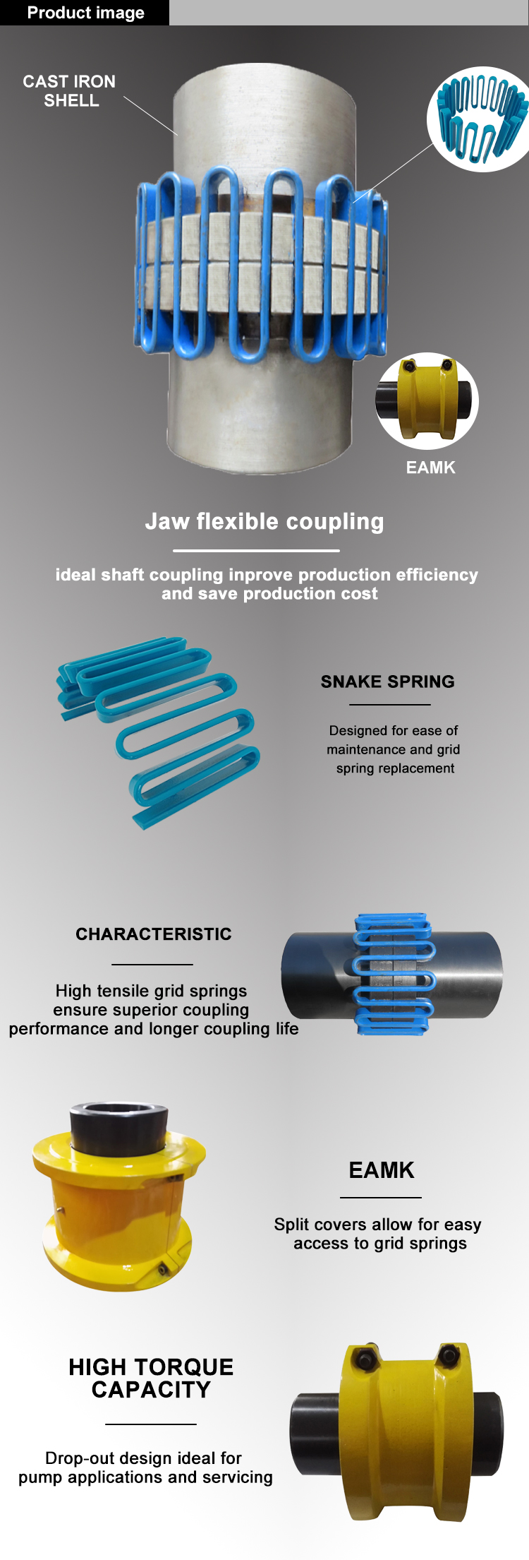 Plate Tapered Grid Coupling Flexible Snake Spring Shaft Coupling Customized