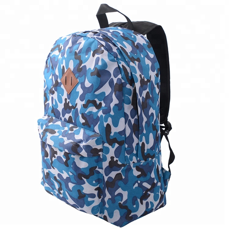 Camo Inventory School Laptop Backpack Stationery Outdoor Traveling Navy Blue