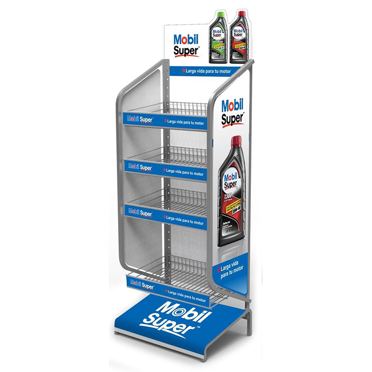 4 Tier Metal Display Stands Engine Oil Metal Car Accessories Display Rack Lubricant Oil