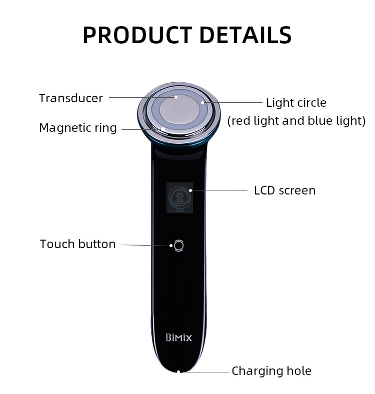 Portable 700mAh IPX5 Photon Ultrasonic Facial Device