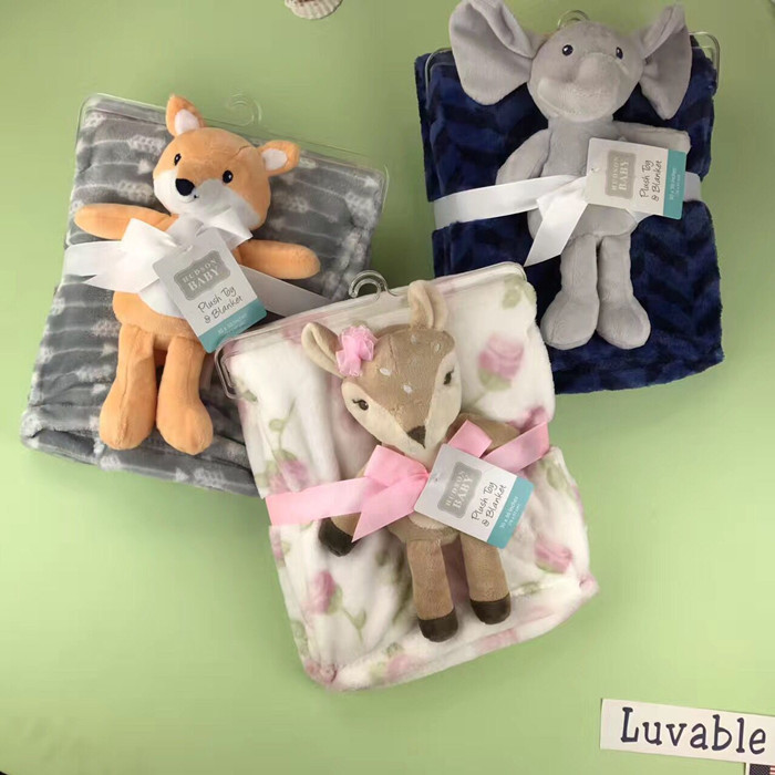 Printed Flannel Swaddle Blanket Travel High Warmth Retention Children Animal For Home