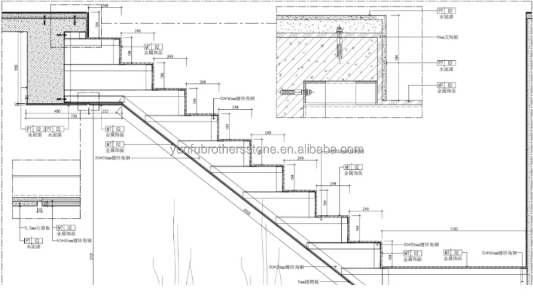 Indoor Villa Modern Natural Stone Stairs Design for Polished Straight Steps
