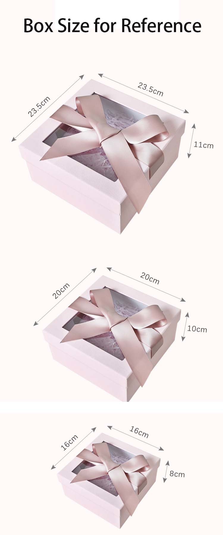 Customized Square Recentage Pink Gift Box With Ribbon