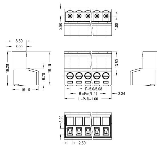 Seal Type Pcb Pluggable Terminal Block Connector HQ2EDGKR-5.0/5.08mm