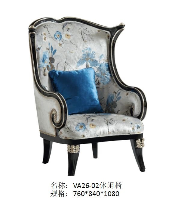 Villa house luxury furniture of Leisure sofa chairs in Fabric upholstered by Glossy painting Beech wood frame