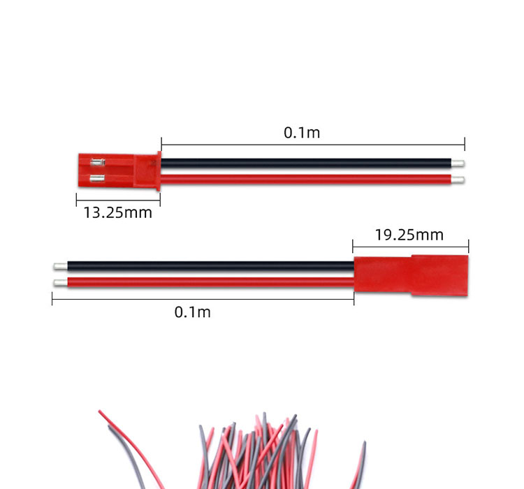 22AWG Male Female 2 PIN JST SYP RCY Plug Connector to Bare End Pigtail Wire Lead Cable Harness for LED Strip Battery