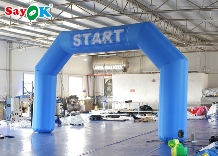 Entrance Gate Arch Designs Blue Start Line Inflatable Arch With Air Blower For Promotions Customized Logo