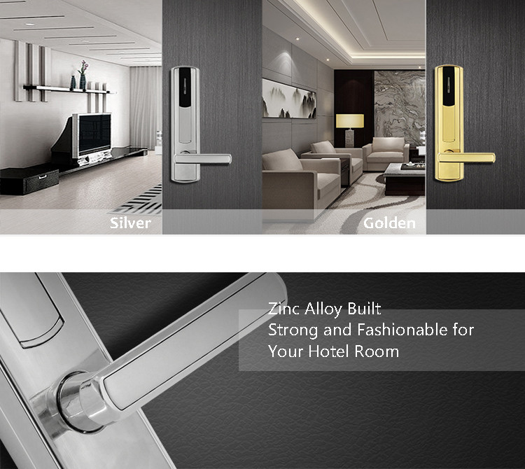 Durable Hotel Room Door Locks 304 Stainless Steel 2 Ways To Unlock 285mm * 70mm