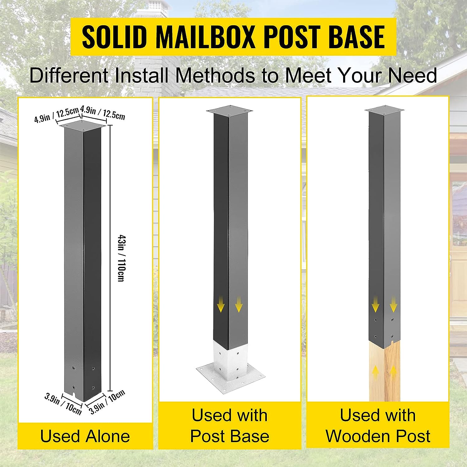 Modern Heavy Duty Steel Mailbox Post With Powder Coated Surface Support Bracket