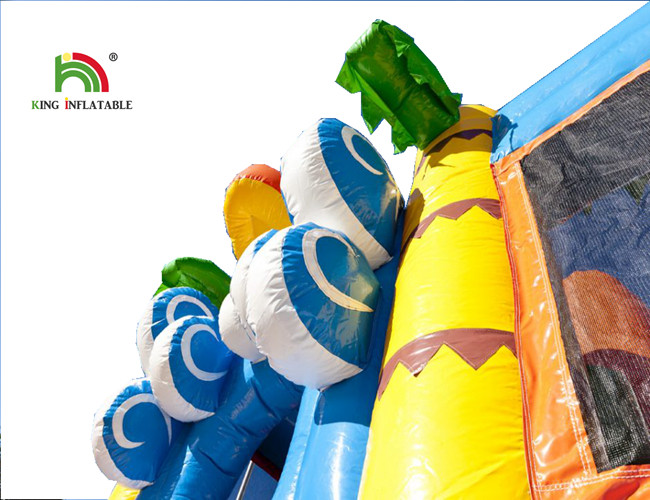 EN14960 Beach Design Inflatable Jumping Bouncer With Mesh And Slide
