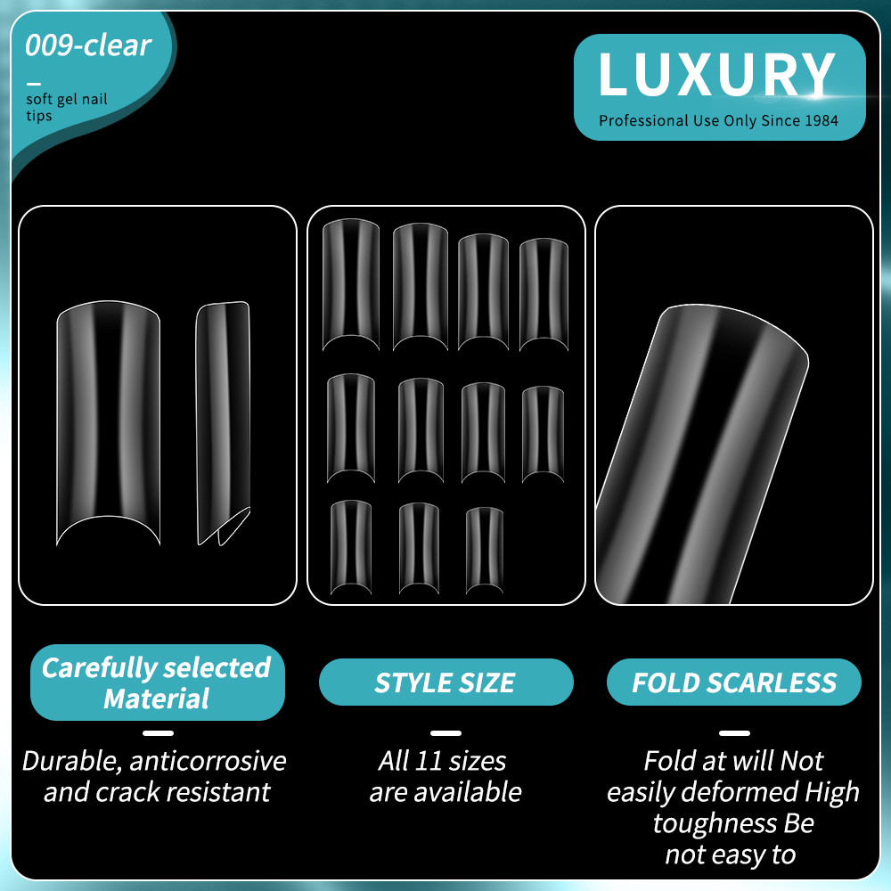500PCS Stiletto Nail Tips Set Clear Matte Full Cover Acrylic Artificial Nails