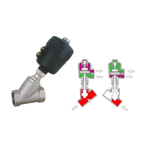 Sanitary Stainless Steel body Plastic Pneumatic Actuator Y Type thread Angle